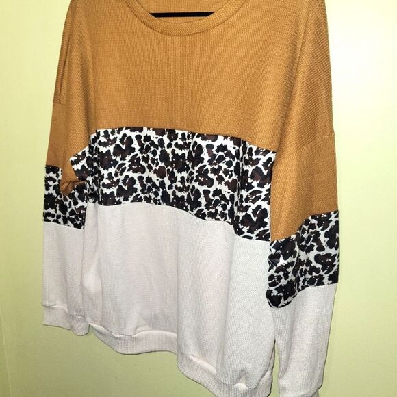 New Shein Leopard Color Block Blouse 2X - Picture 3 of 8